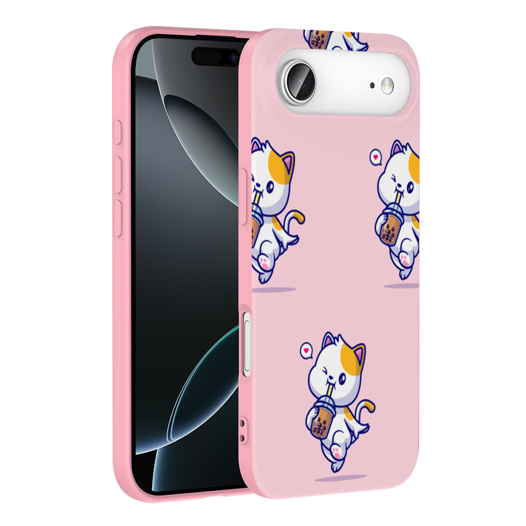 Kawaii Cat Drinking Boba Tea İphone 17 Air Case