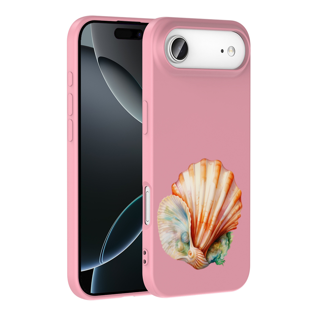 Iridescent Pearls in Orange Scallop Seashell İphone 17 Air Case