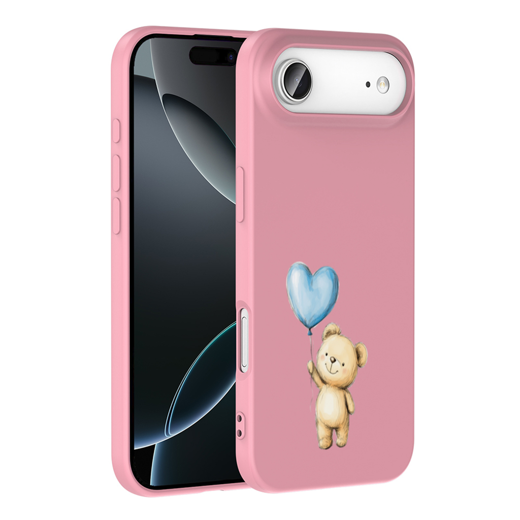 Mavi Kalp Balonlu Sevimli Ayıcık iPhone 17 Air Kılıfı