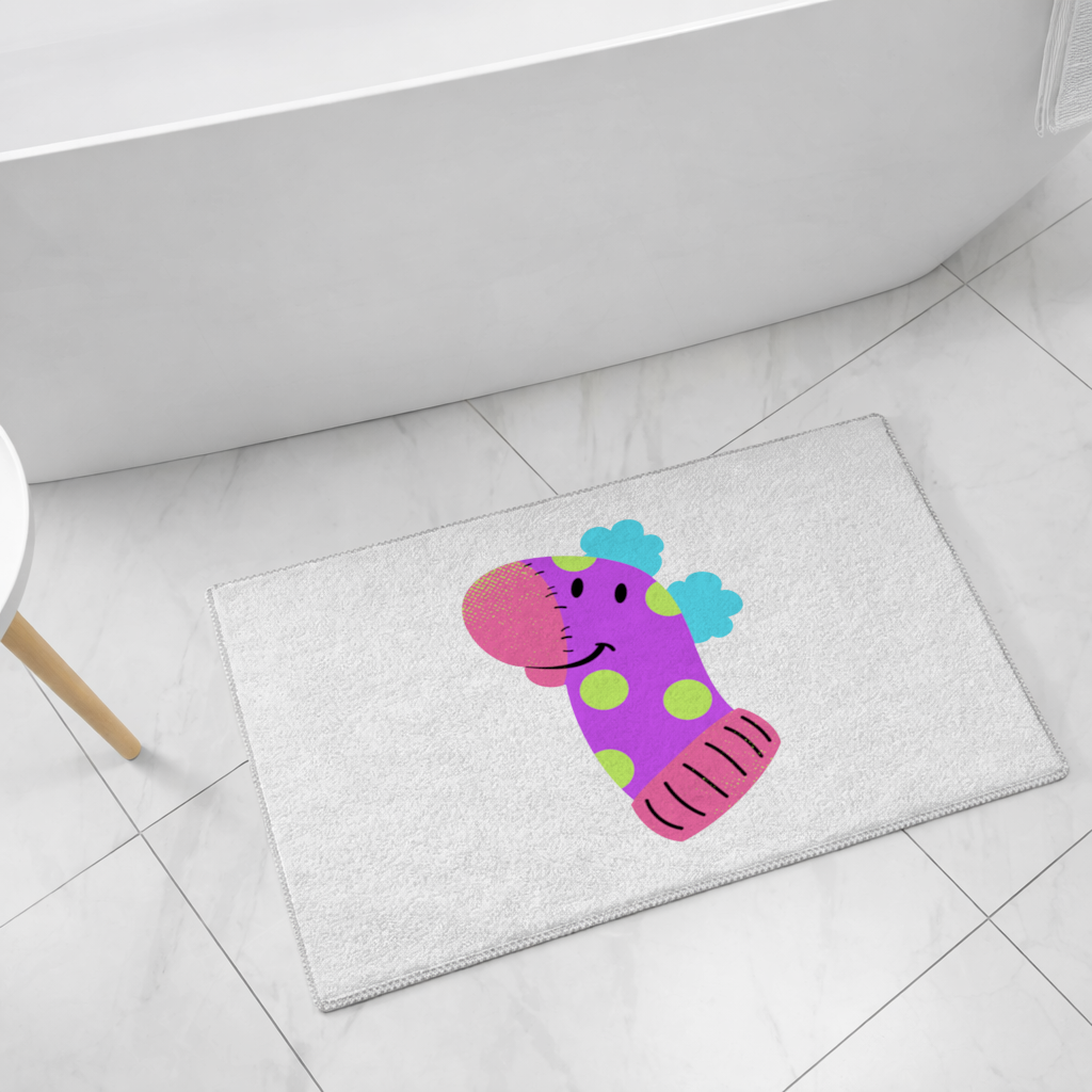 Sevimli Renkli Dinozor Çizimi Banyo Halısı