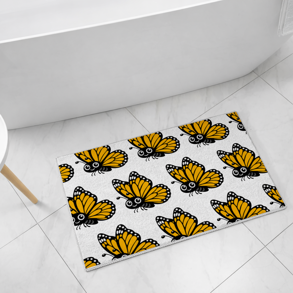 Gülümseyen Turuncu Monarch Kelebeği Banyo Halısı
