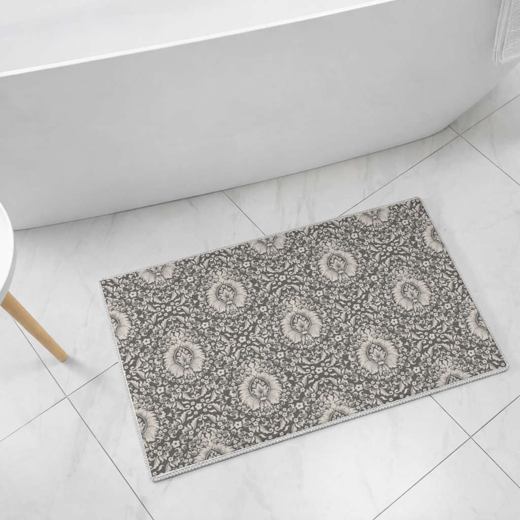 Classic Vintage Damask Floral Pattern Bath Mat