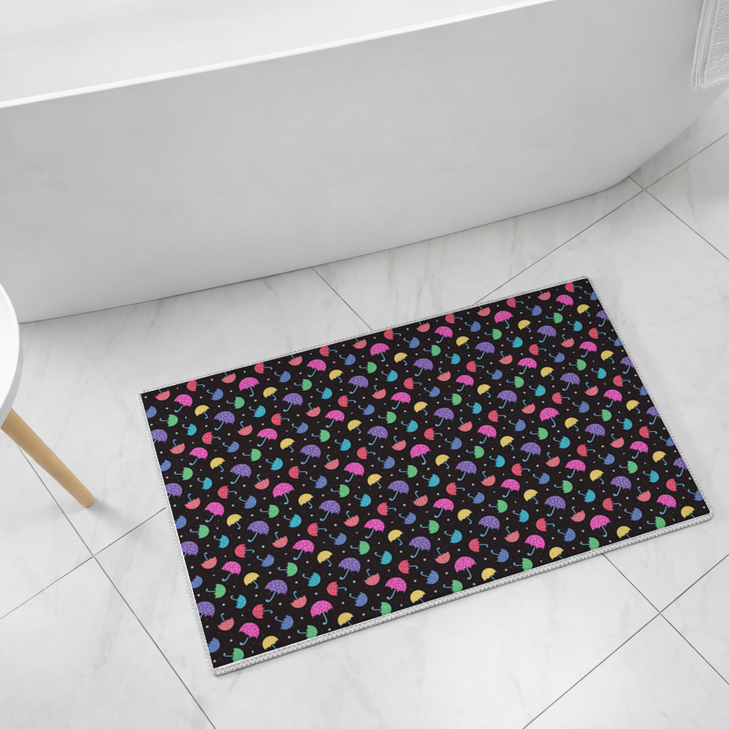 Colorful Heart Umbrellas Pattern Bath Mat