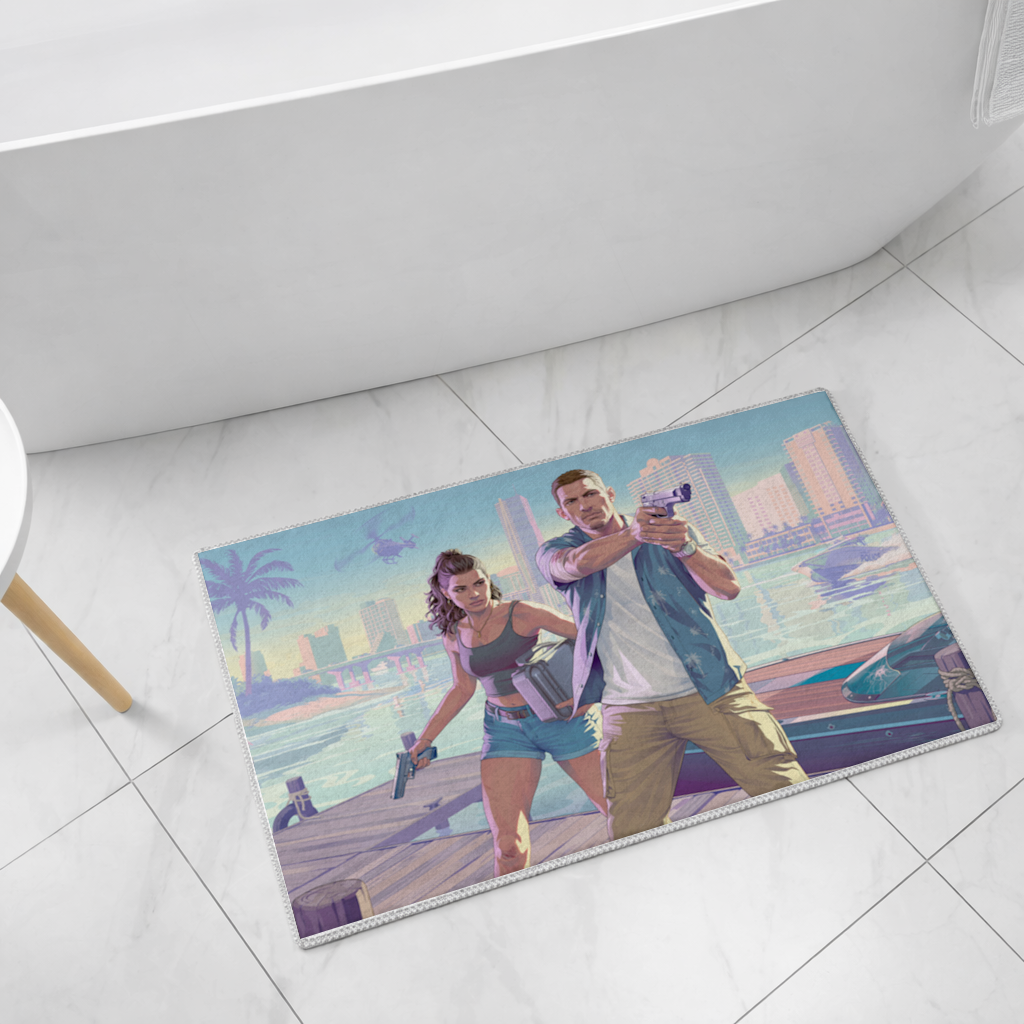 Vice City Çatışması Tropik Soygun İkilisi Banyo Halısı