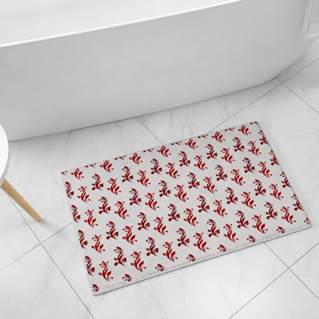 Burgundy Baroque Swirls Bath Mat