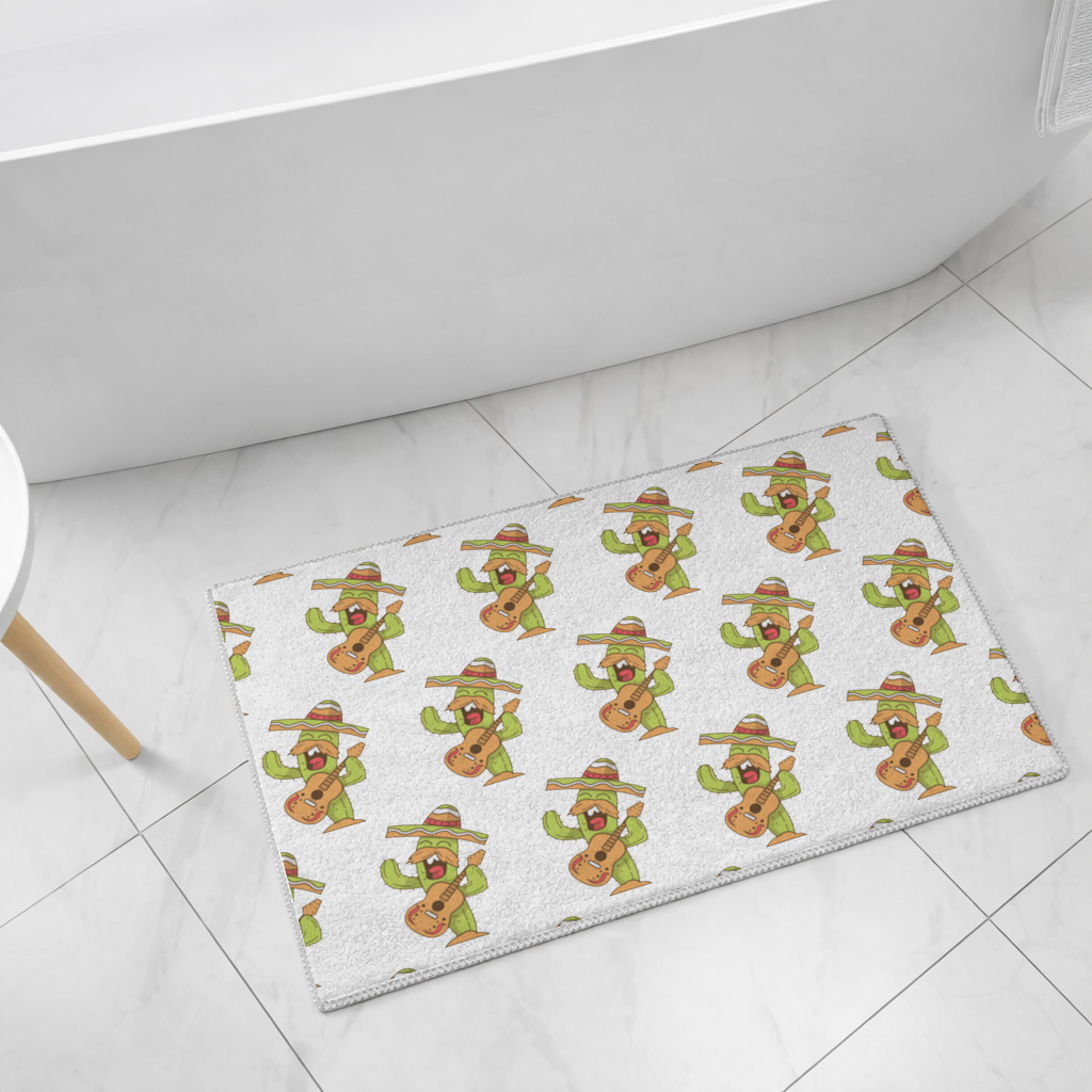 Gitar Çalan Mariachi Kaktüs Banyo Halısı