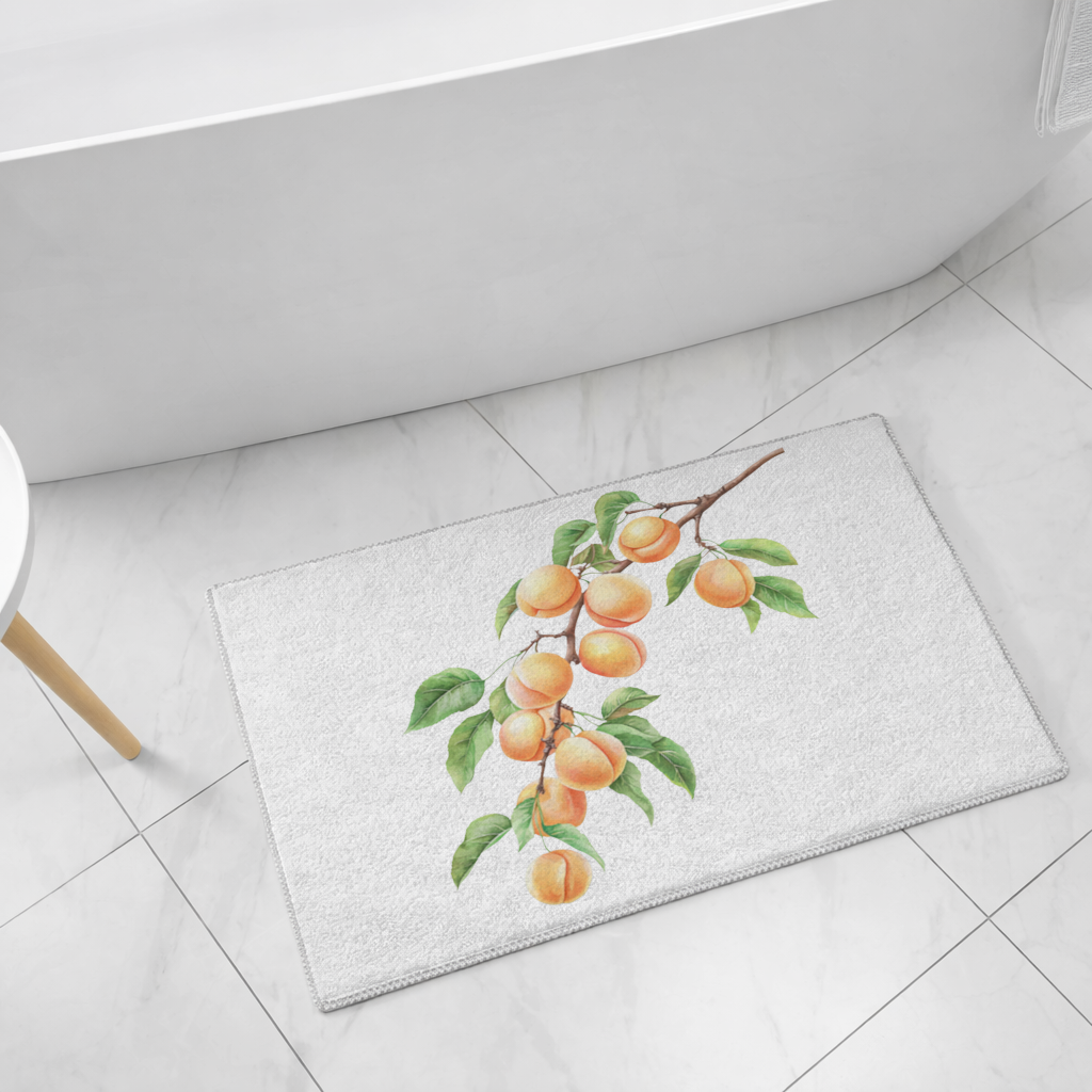 Ripe Orange Apricot Fruit Branch Bath Mat
