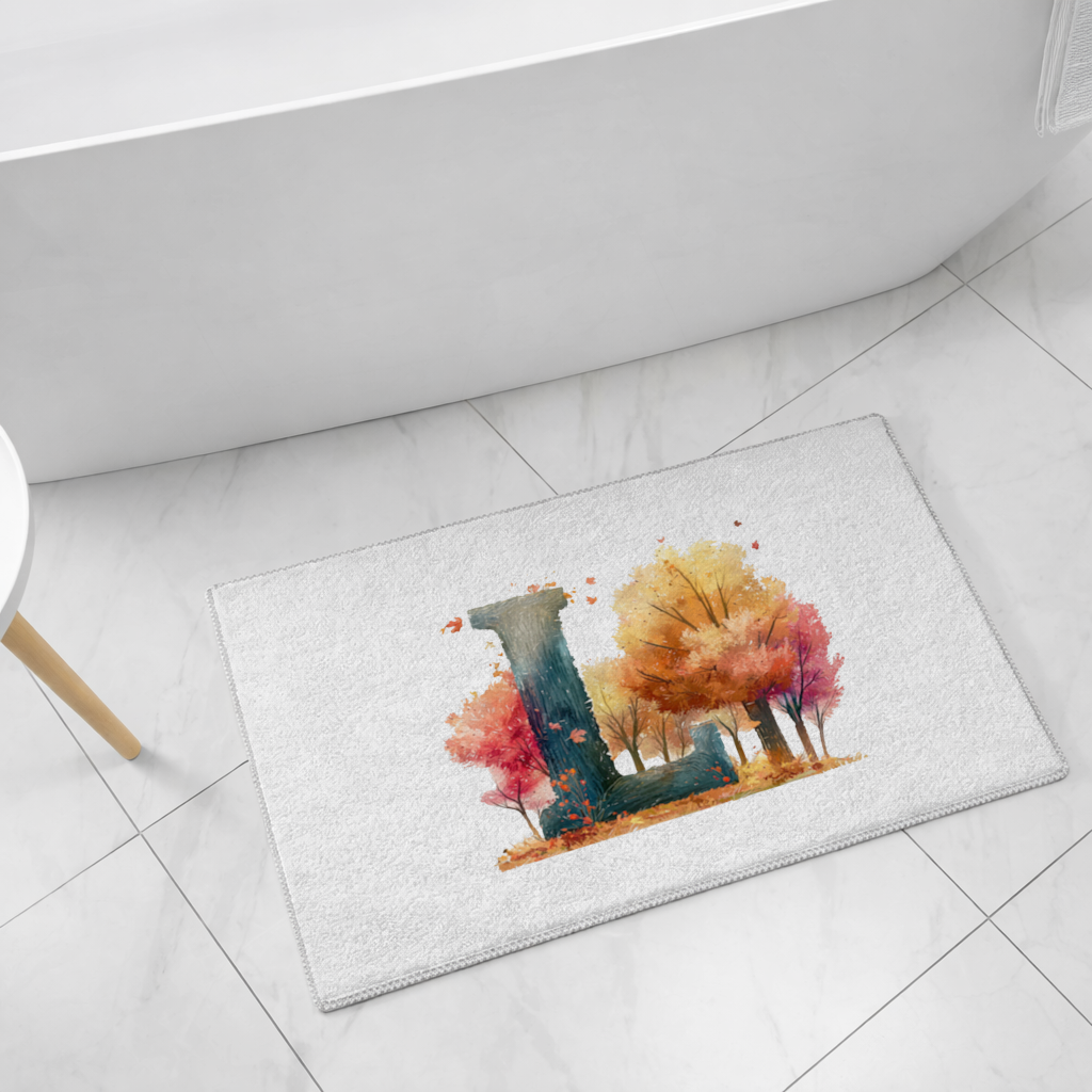 Autumn Forest Letter L Bath Mat
