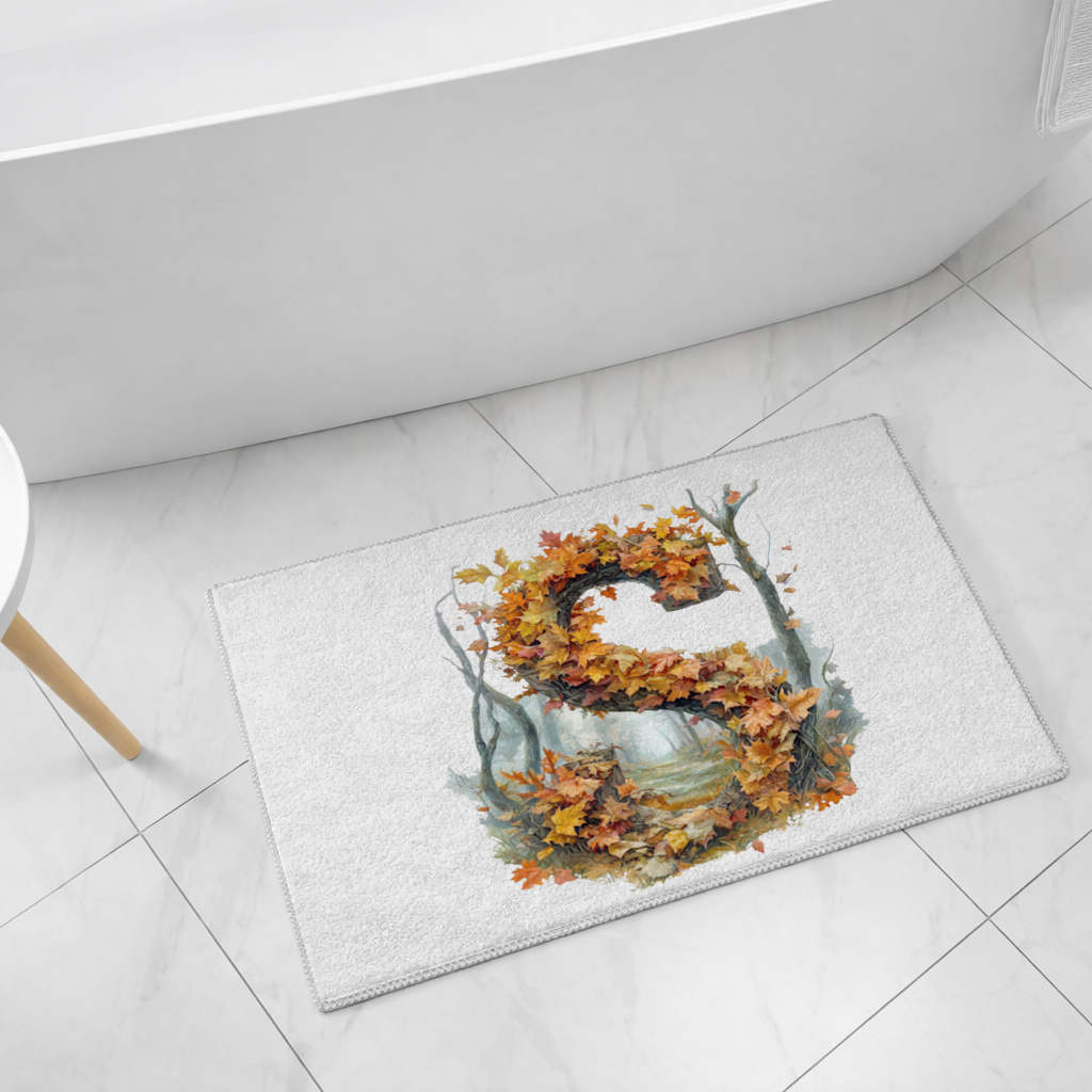 Sonbahar Yapraklı Orman S Harfi Banyo Halısı