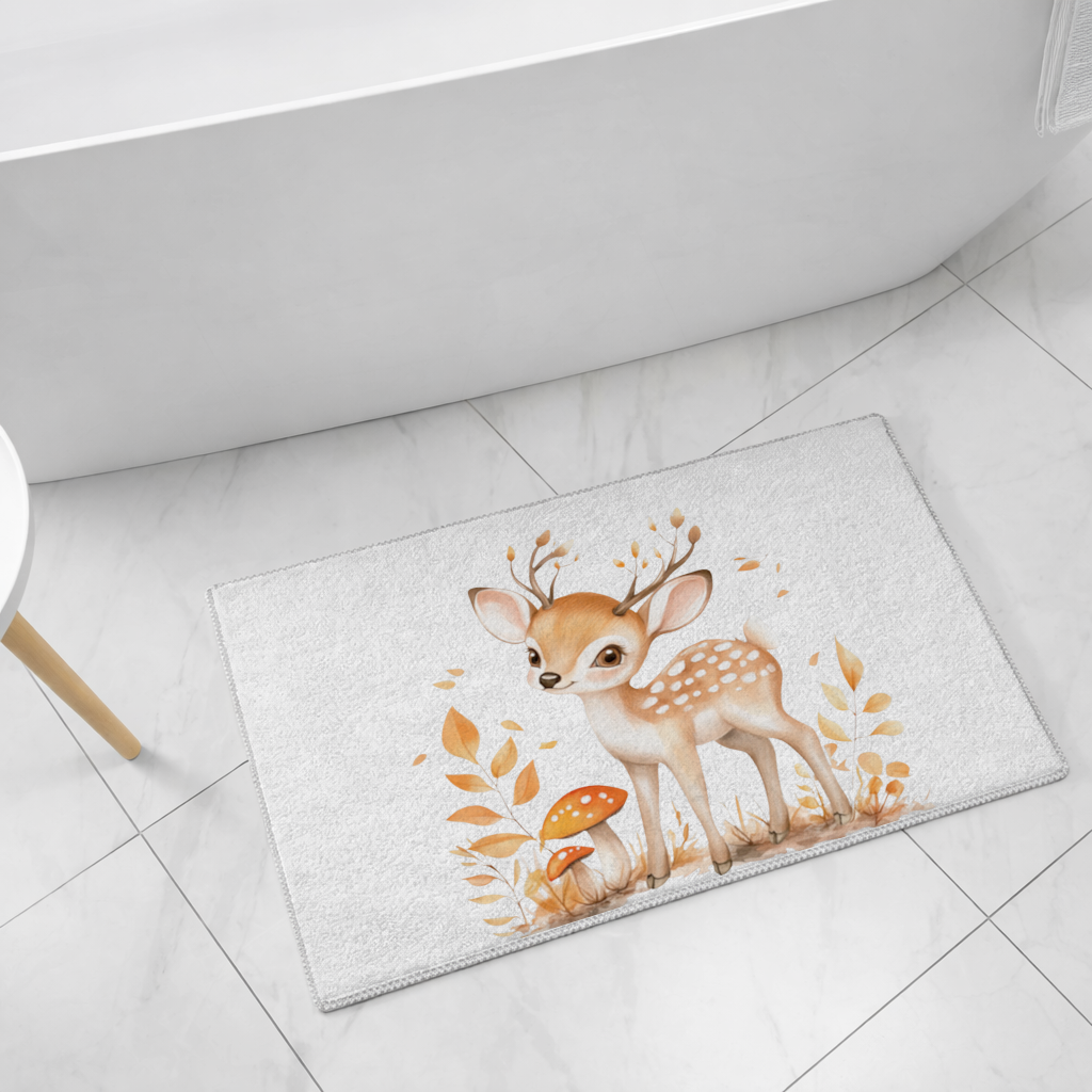 Whimsical Autumn Woodland Fawn Bath Mat