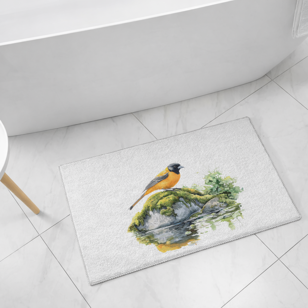 Orange Baltimore Oriole Bird Bath Mat