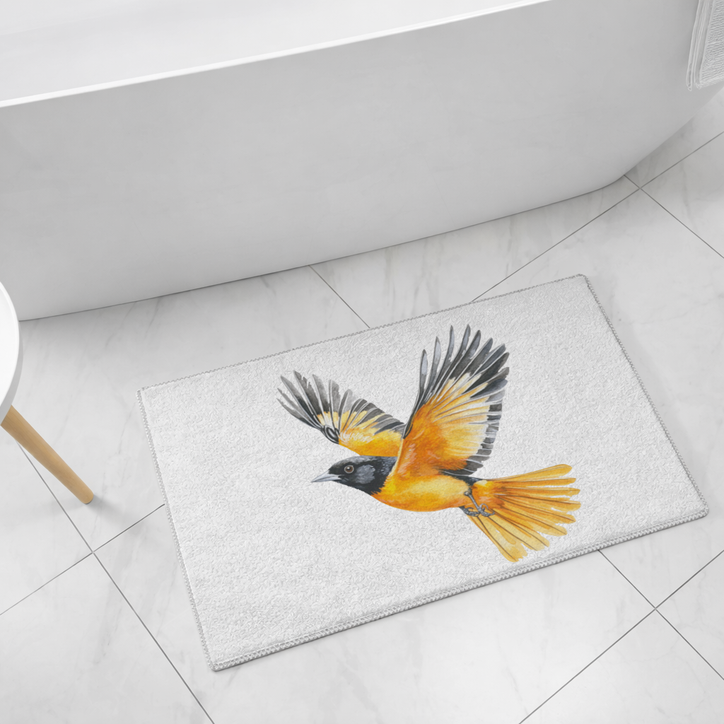 Turuncu Siyah Oryol Kuşu Banyo Halısı