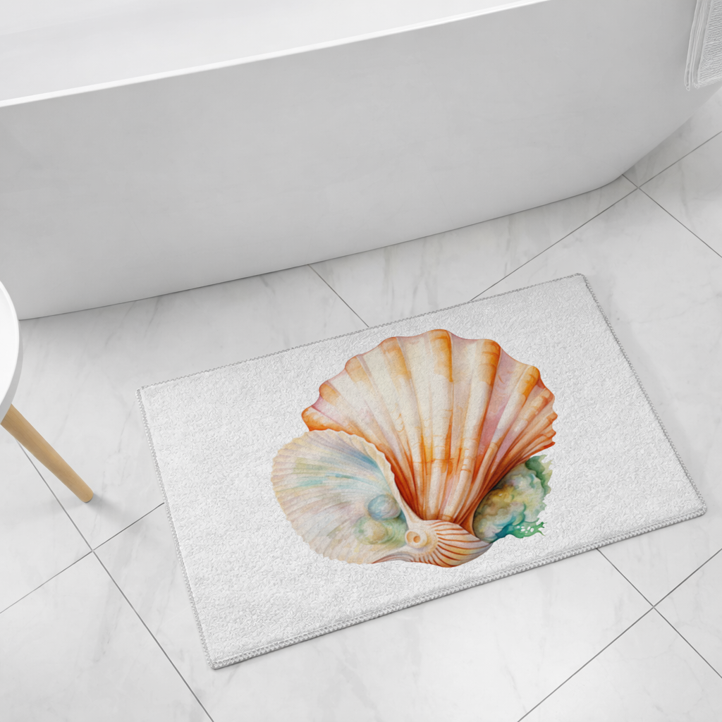 İncili Turuncu Deniz Kabuğu Banyo Halısı