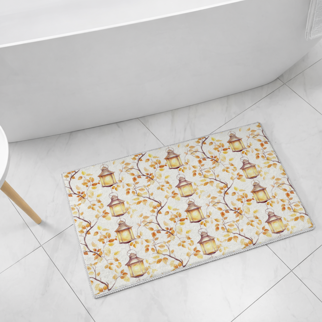 Vintage Watercolor Fall Branches Bath Mat
