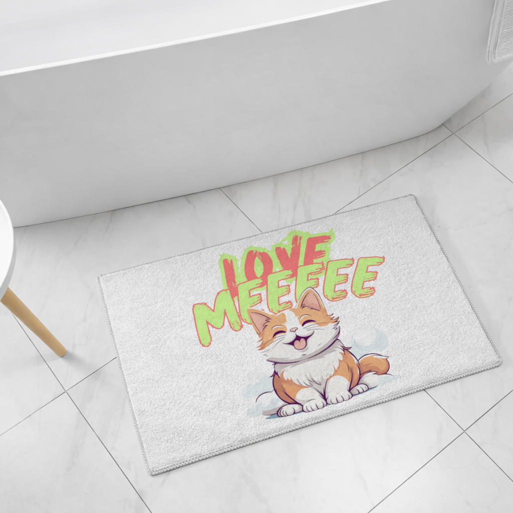 Cute Orange Cat Love Me Bath Mat