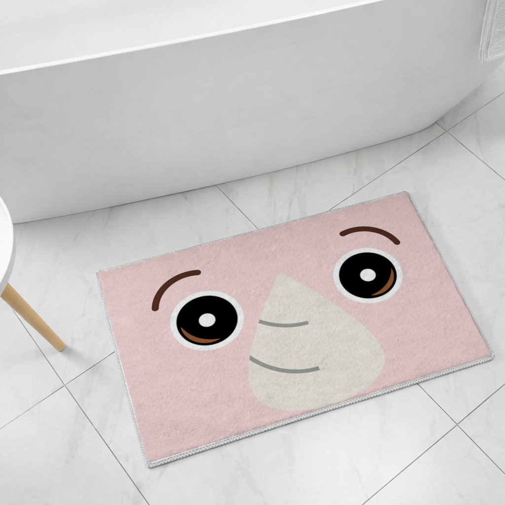 Teddy Bear Pooli-Cute Pink Rhino Gogo Face Bath Mat