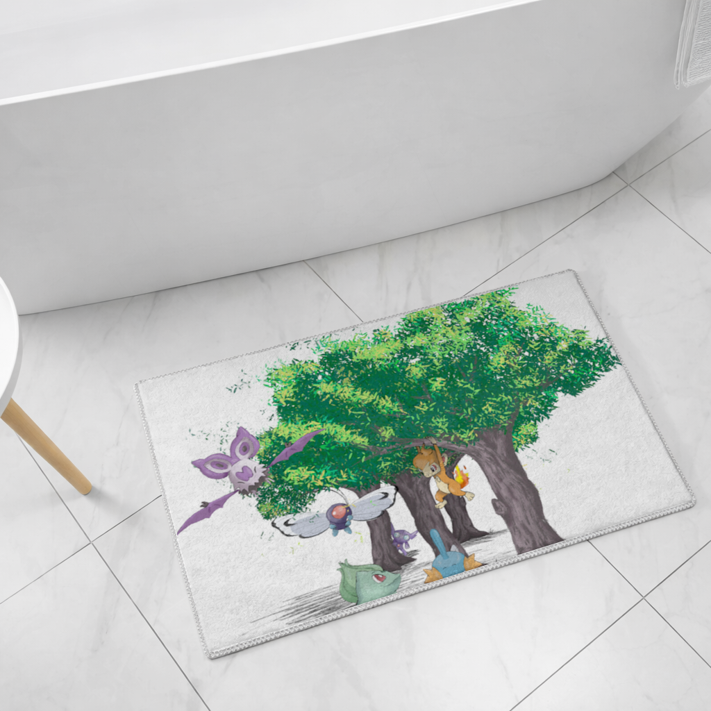 Fanmade Fakemon Characters, happy friends, anime characters Bath Mat
