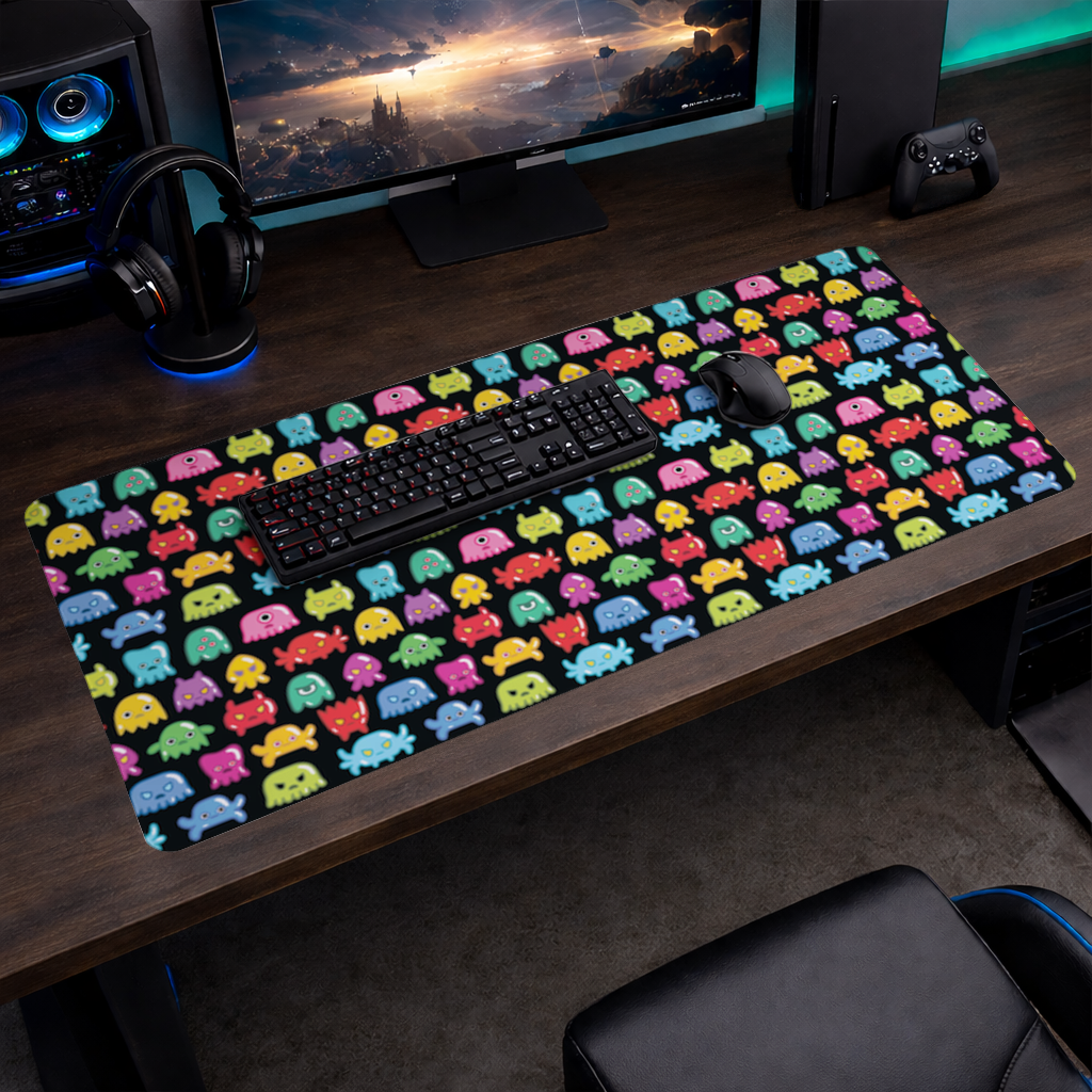 Cute Colorful Monsters Seamless Pattern Mouse Pad