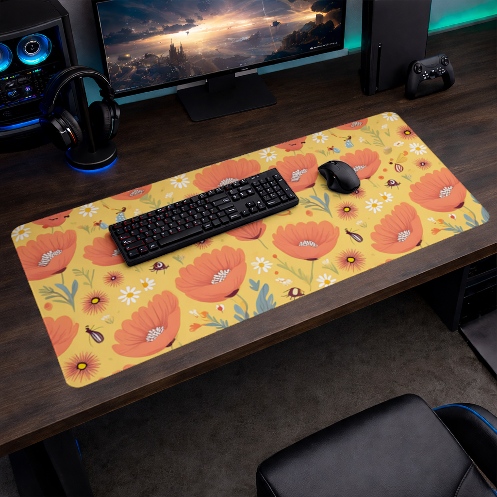 Floral Insect Pattern Colorful Design Mouse Pad