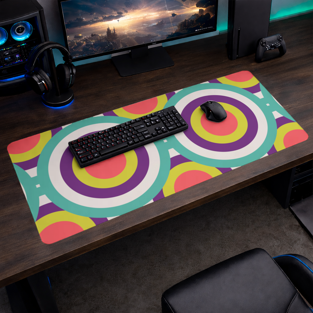 Colorful Geometric Circle Pattern Mouse Pad