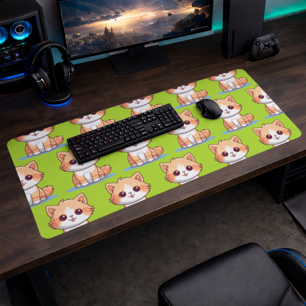 Cute Orange Cat Illustration Mouse Pad