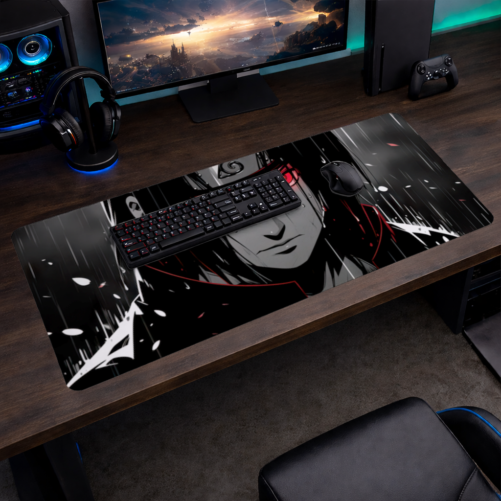 Itachi Uchiha Sharingan Awakening in the Rain Mouse Pad