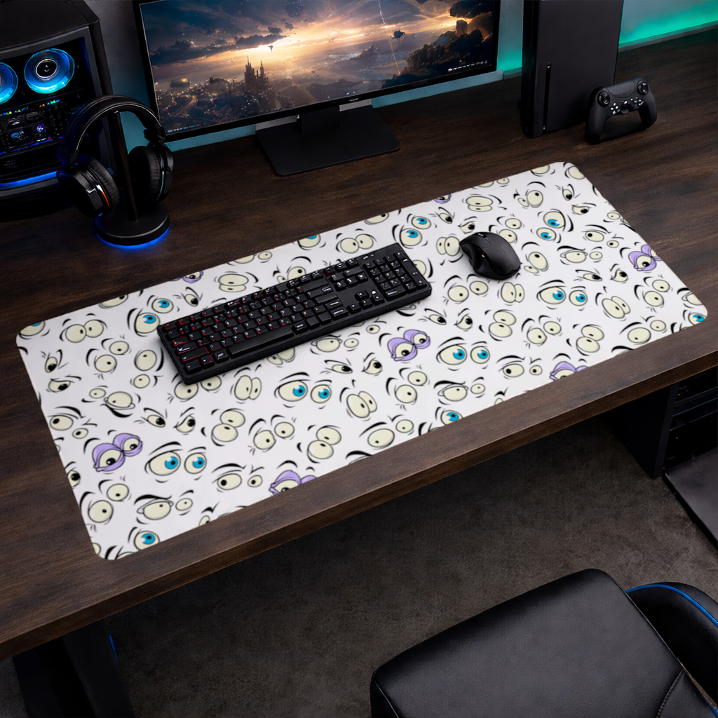 Funny Cartoon Eyes Pattern Mouse Pad
