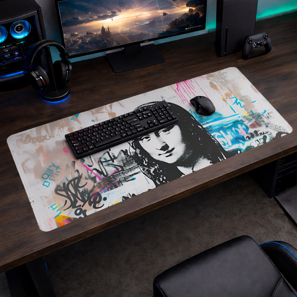 Graffiti Style Modern Mona Lisa Illustration Mouse Pad