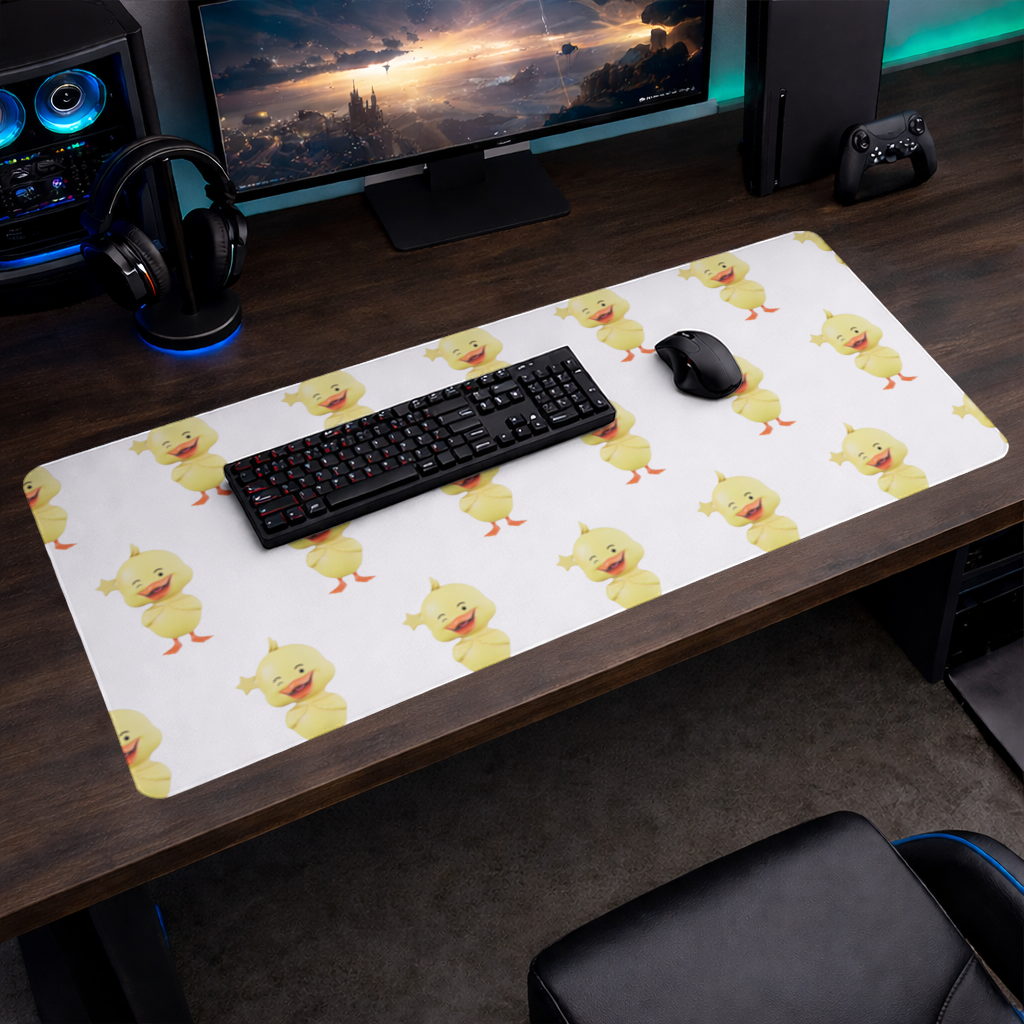Cheerful Winking Yellow Duck with Star Mouse Pad