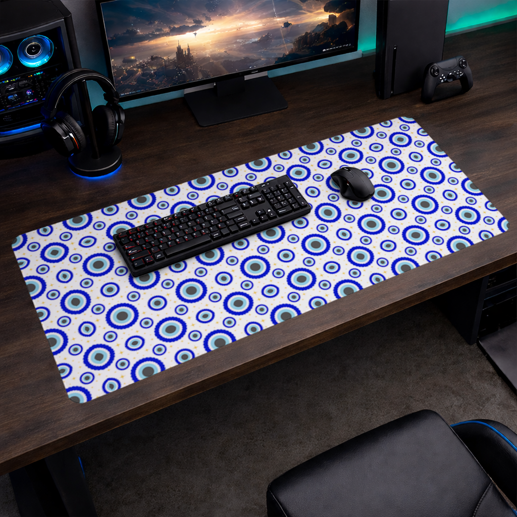 Yıldızlı Mavi Nazar Boncuğu Deseni Mouse Pad
