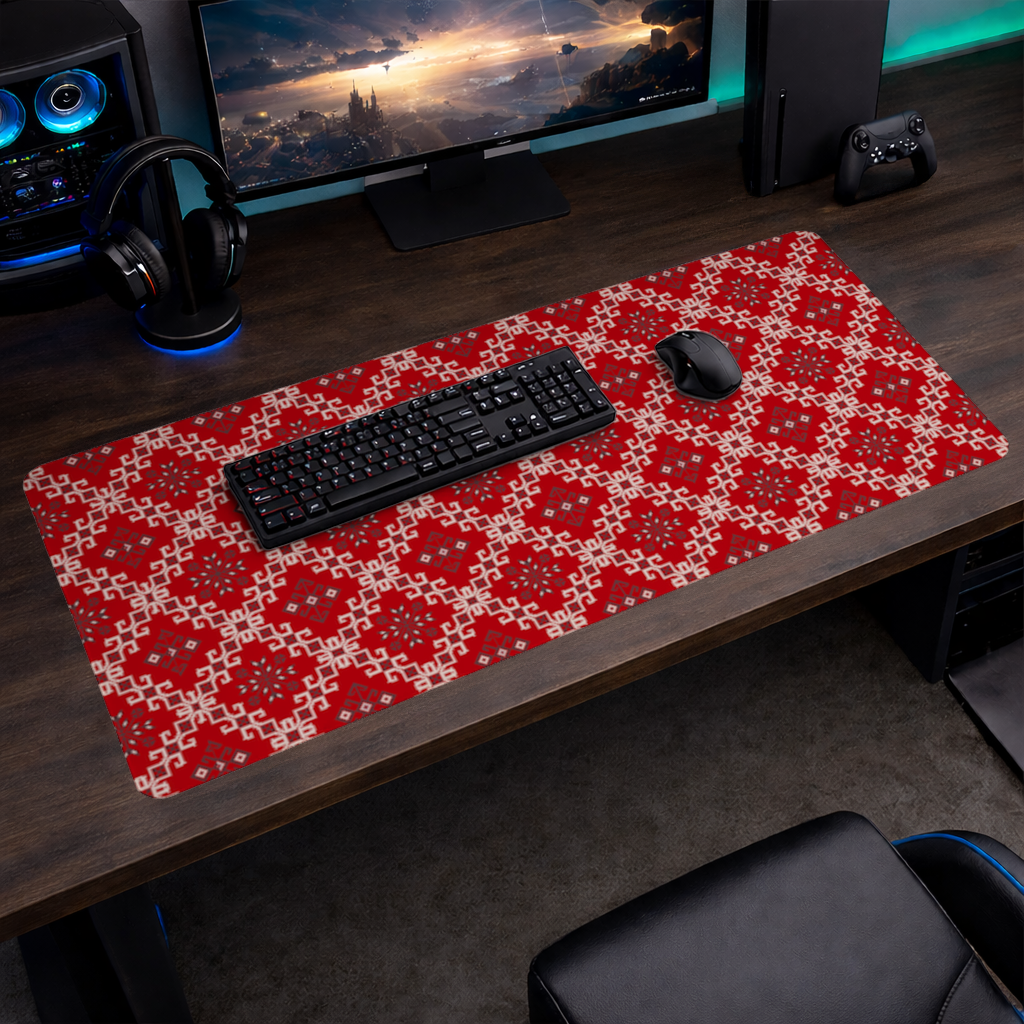 Red Ethnic Embroidery Pattern Mouse Pad