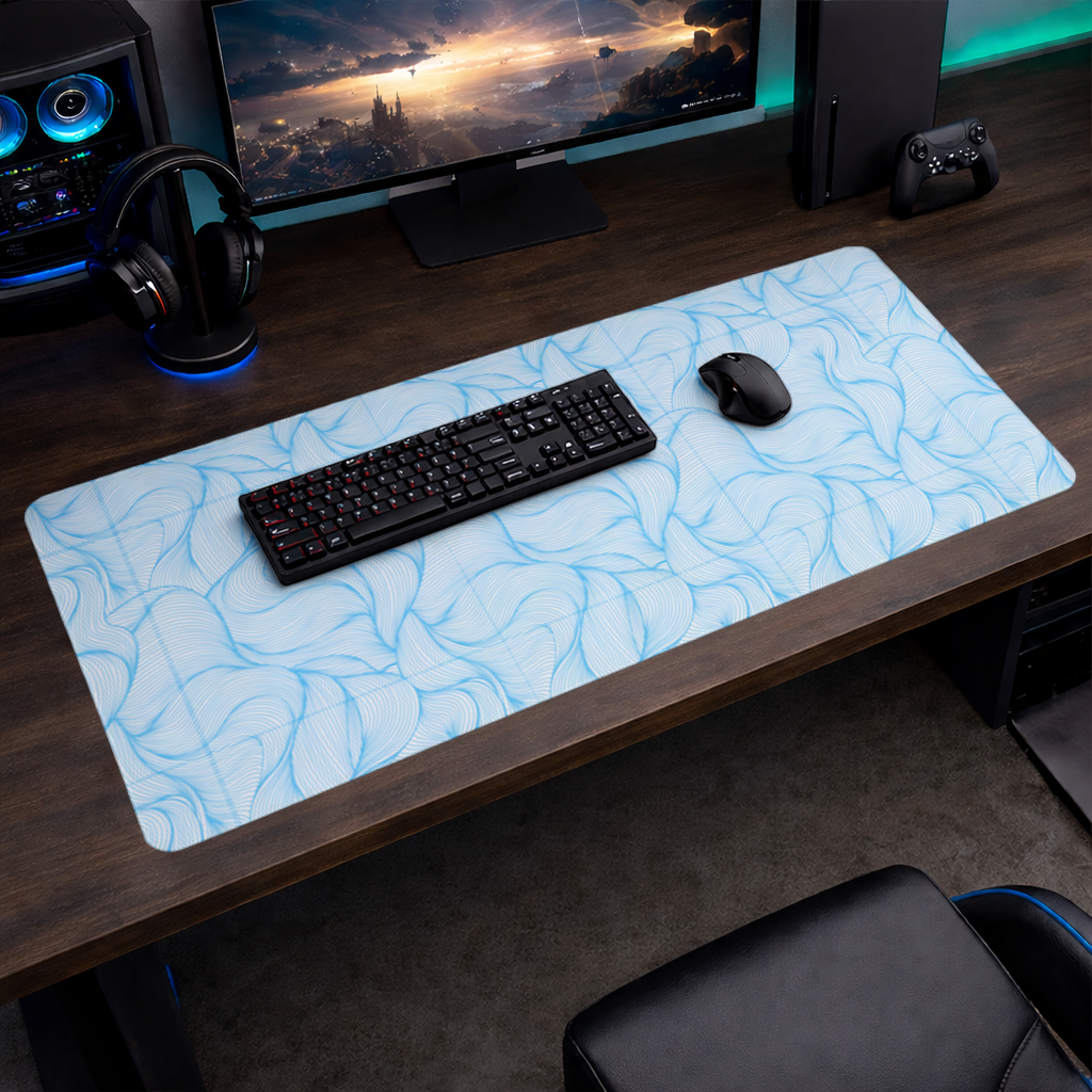 Blue Wavy Linear Abstract Pattern Mouse Pad