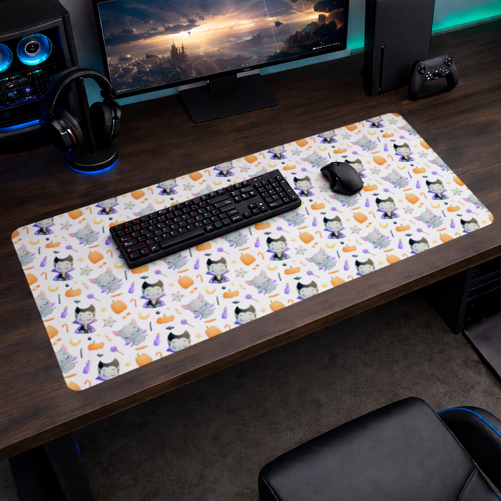 Cute Vampire and Bat Halloween Seamless Pattern Mouse Pad