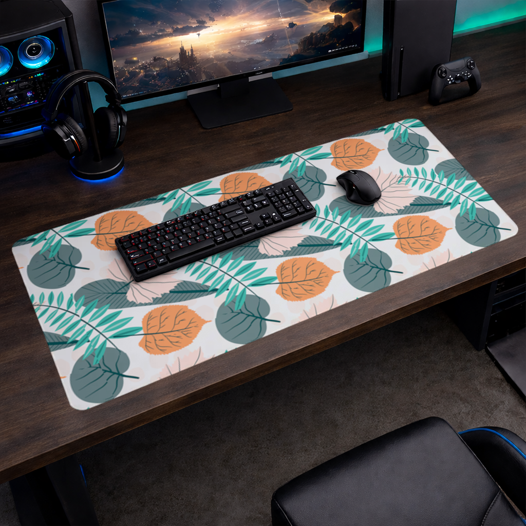 Modern Tropical Leaves Mouse Pad