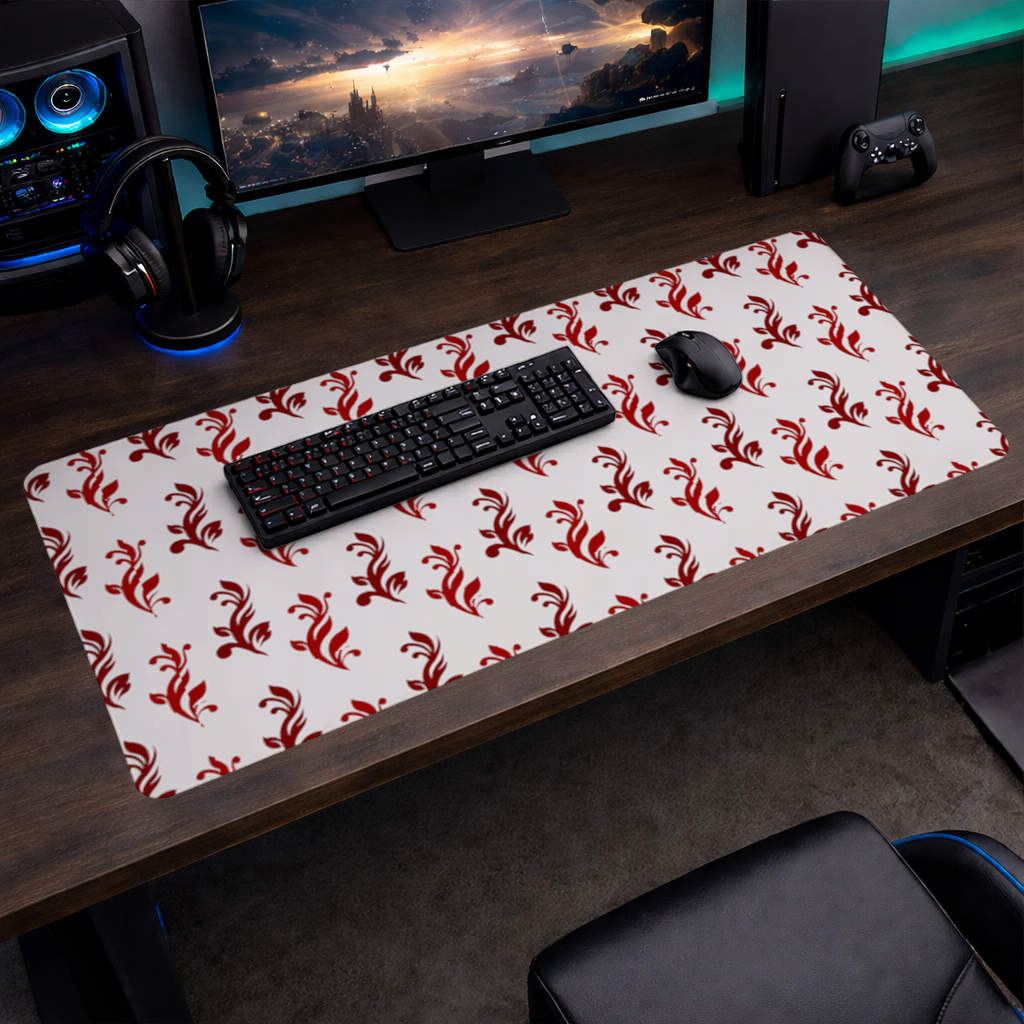 Burgundy Baroque Swirls Mouse Pad