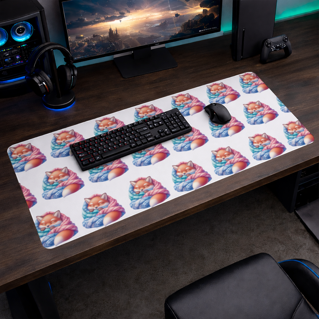 Sleeping Fox Knitted Blanket Mouse Pad