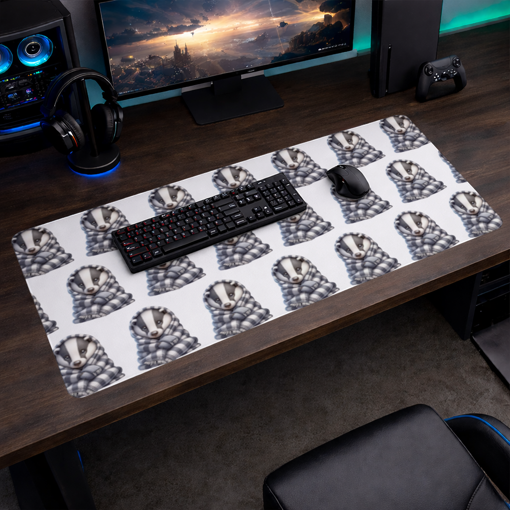 Cozy Baby Badger Wrapped in Blanket Mouse Pad