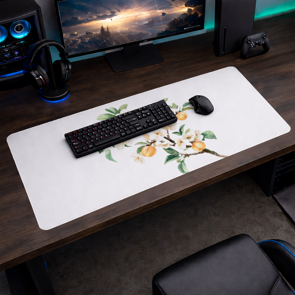 Watercolor Apricot Blossom Branch Mouse Pad