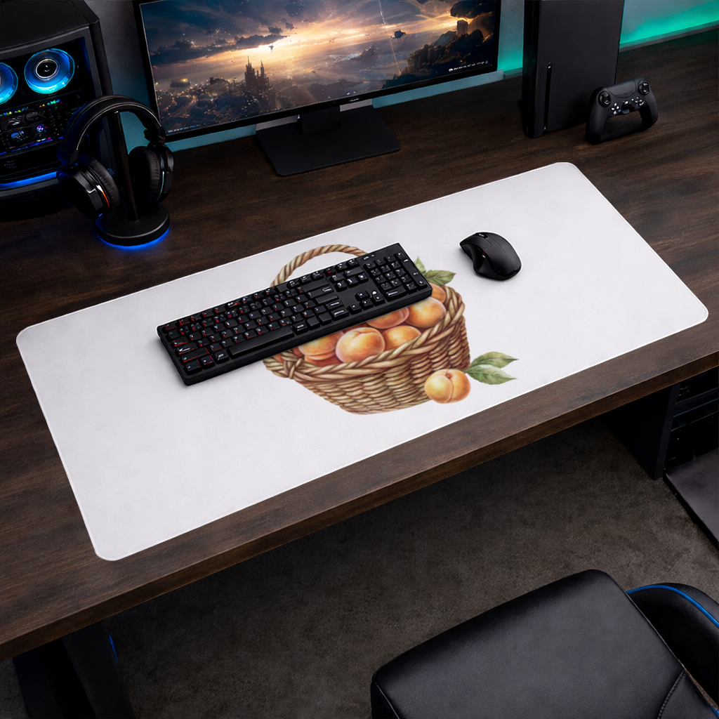 Hasır Sepette Taze Şeftaliler Mouse Pad