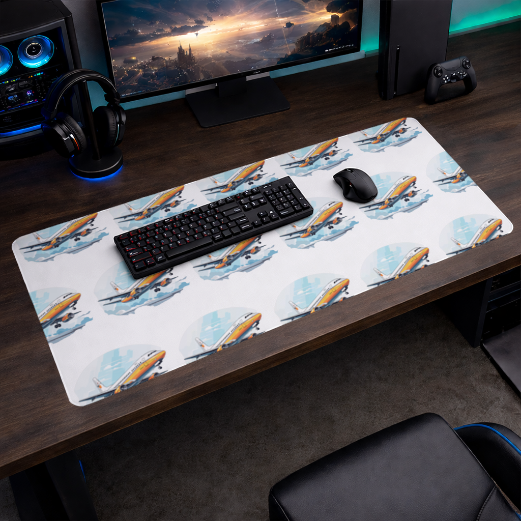 Retro Orange Commercial Airplane Mouse Pad