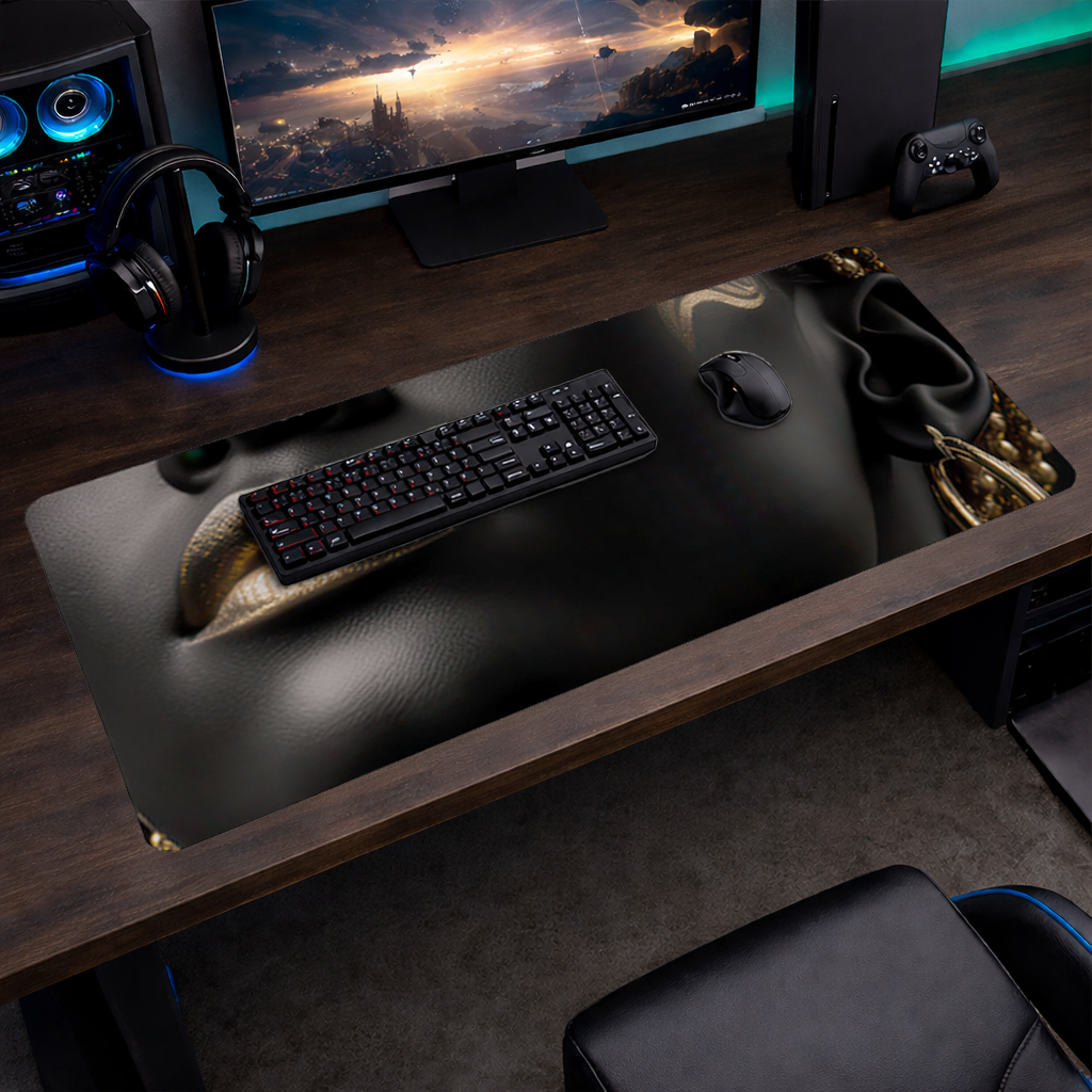 Siyah Altın Afrofütürist Kadın Mouse Pad