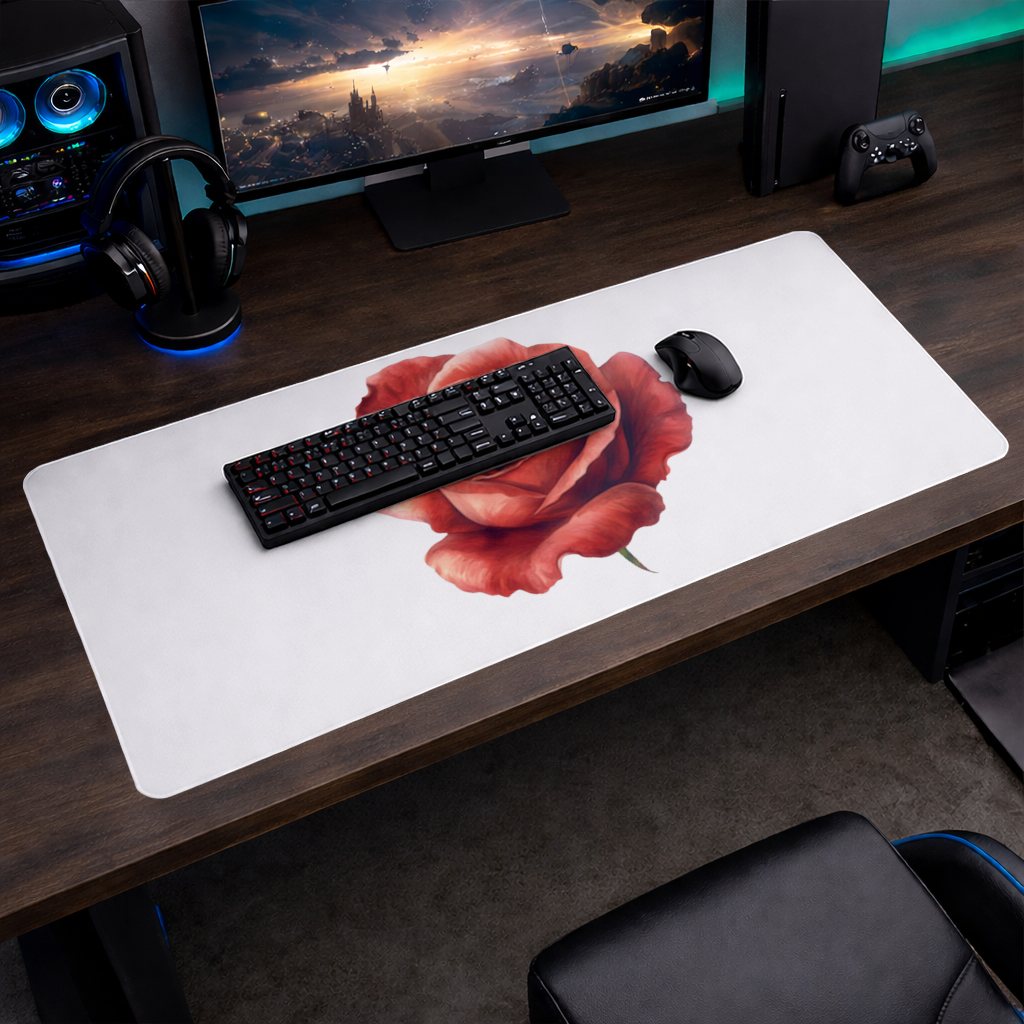 Crimson Red Rose Mouse Pad