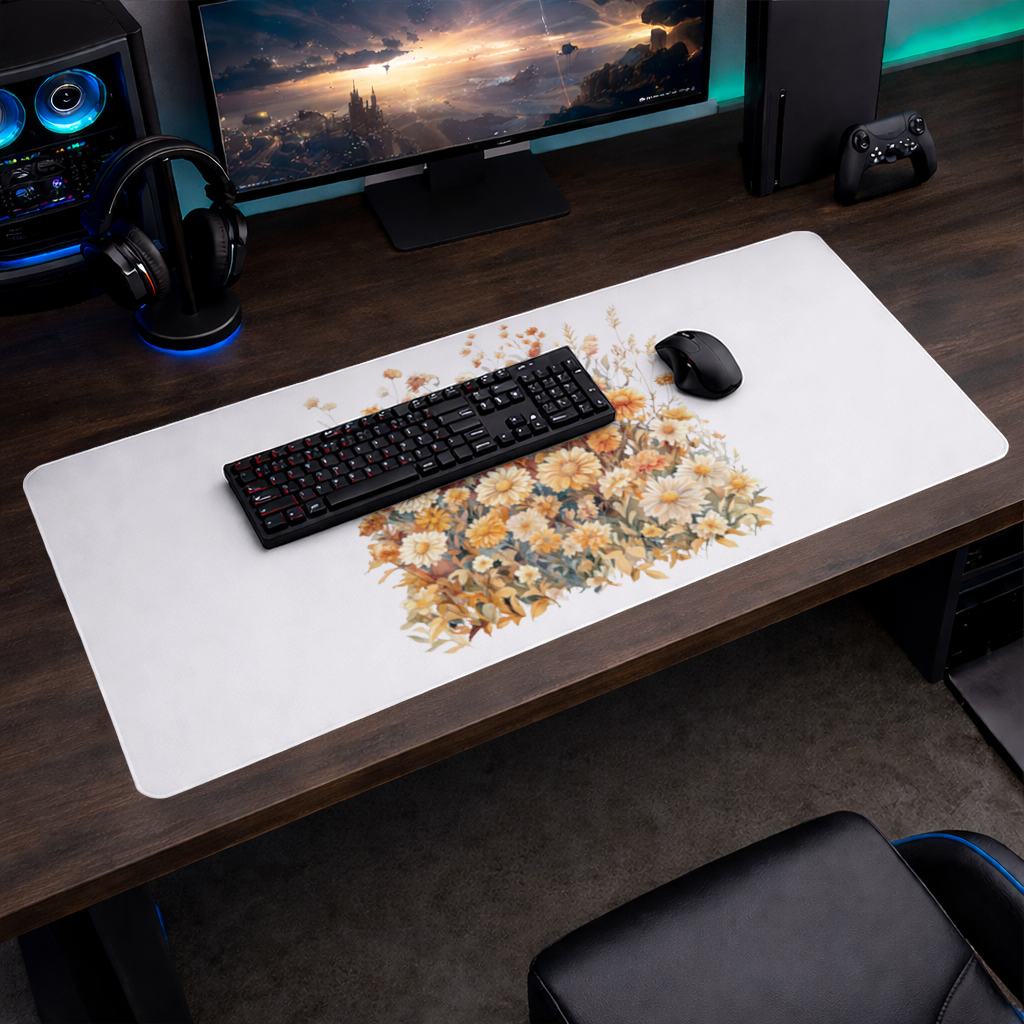 Watercolor Orange Wildflowers Mouse Pad