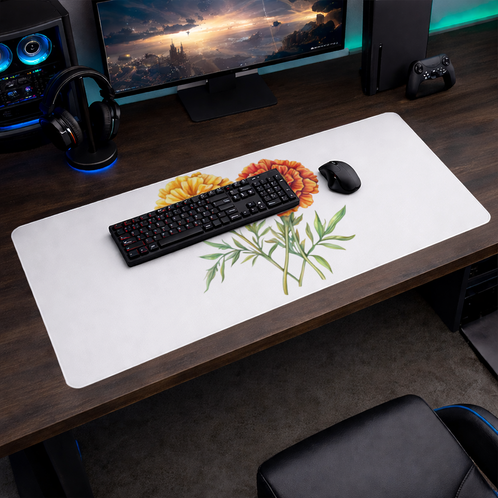 Botanical Yellow Orange Marigold Mouse Pad