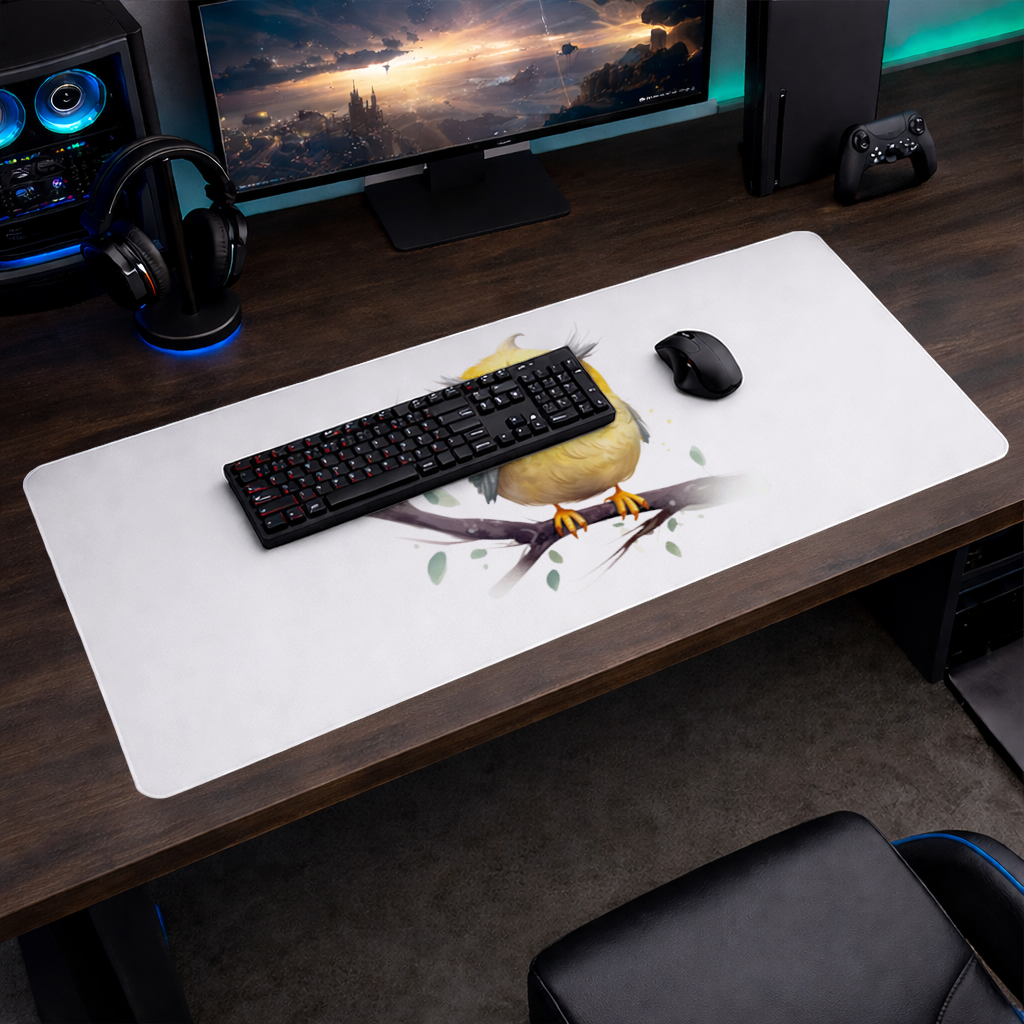 Grumpy Yellow Owl Mouse Pad