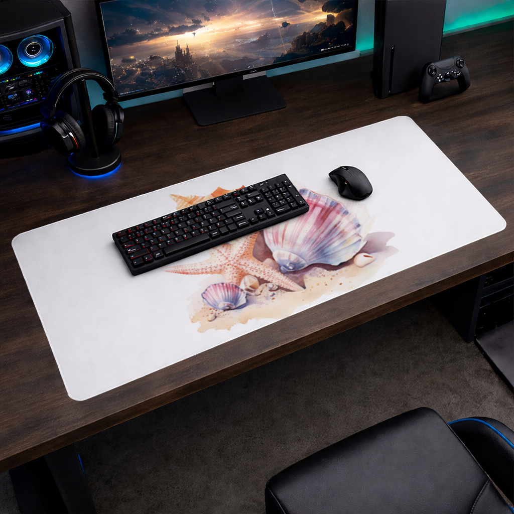Watercolor Coastal Seashells Mouse Pad