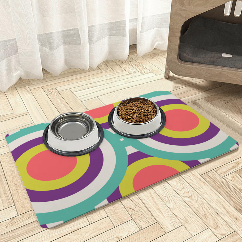 Colorful Geometric Circle Pattern Pet Feeding Mat