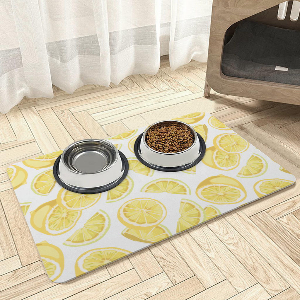 Taze Limon Dilimli Canlı Yaz Deseni Evcil Hayvan Besleme Matı