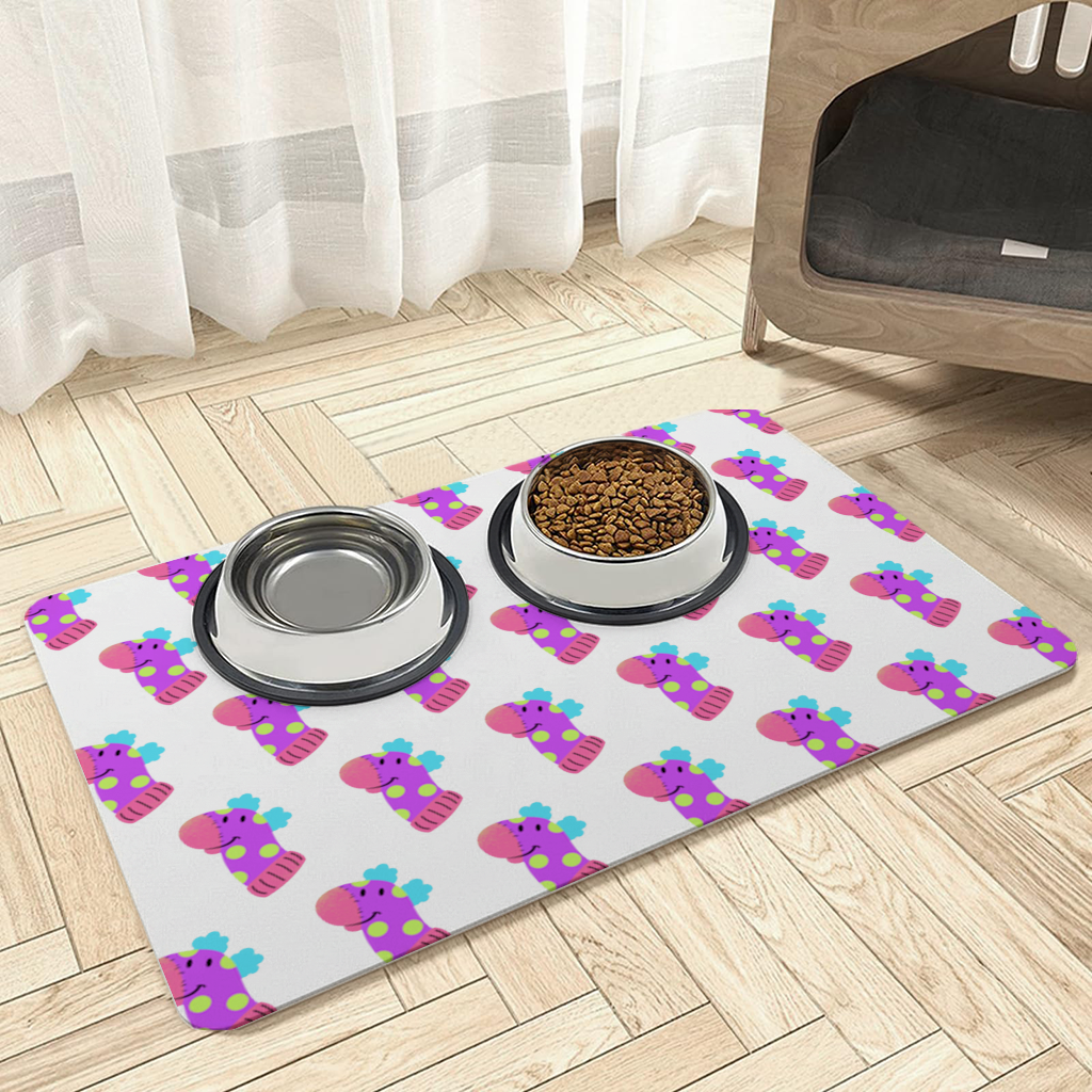 Cute Colorful Dinosaur Illustration Pet Feeding Mat
