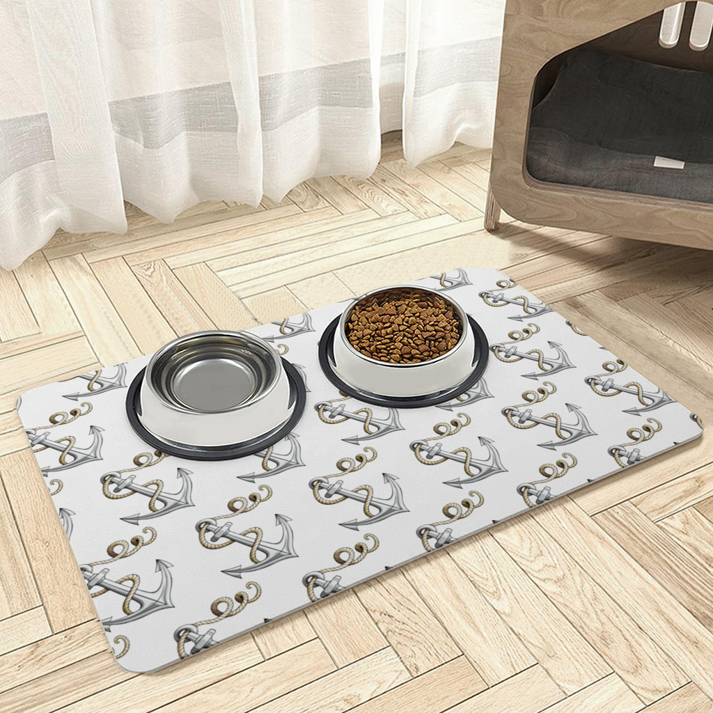Sailor Anchor with Rope Tattoo Art Pet Feeding Mat